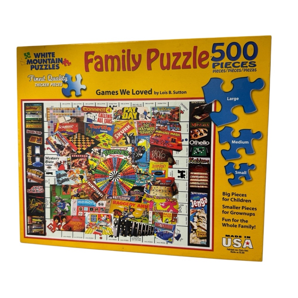 White Mountain 500 PC Jigsaw Puzzle GAMES WE LOVED vintage board game family fun
